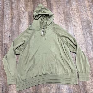Athleta Evergreen Hoodie Womens size 2X Green Knit pullover Sweater
